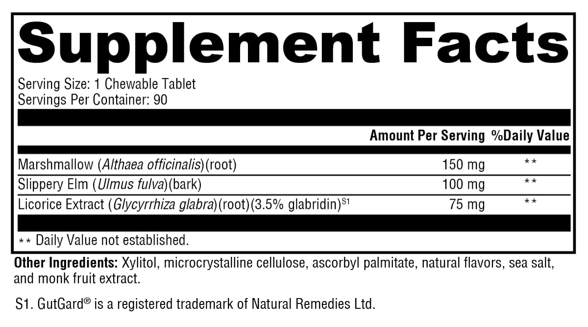 XYMOGEN GI Soothe DGL Licorice, Slippery Elm & Marshmallow Root 90 Tablets