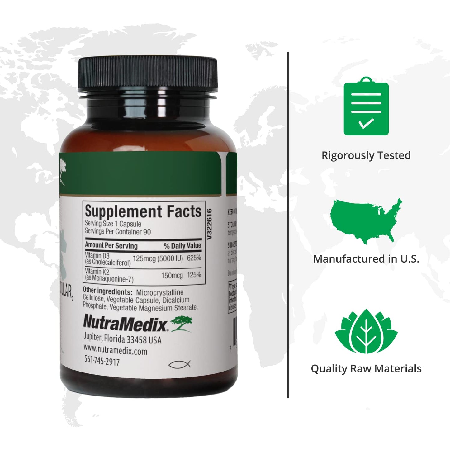 NutraMedix Vitamin D3 and K2 Immune Support Supplement for Women & Men, 90 Capsules