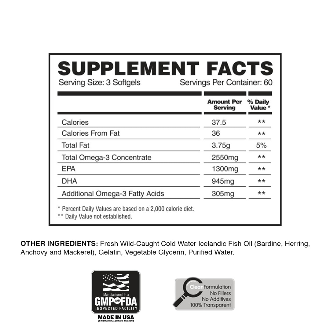 Apollon Nutrition Omega Supreme Ultra-Pure Omega 3 Fish Oil Softgels 180 Count