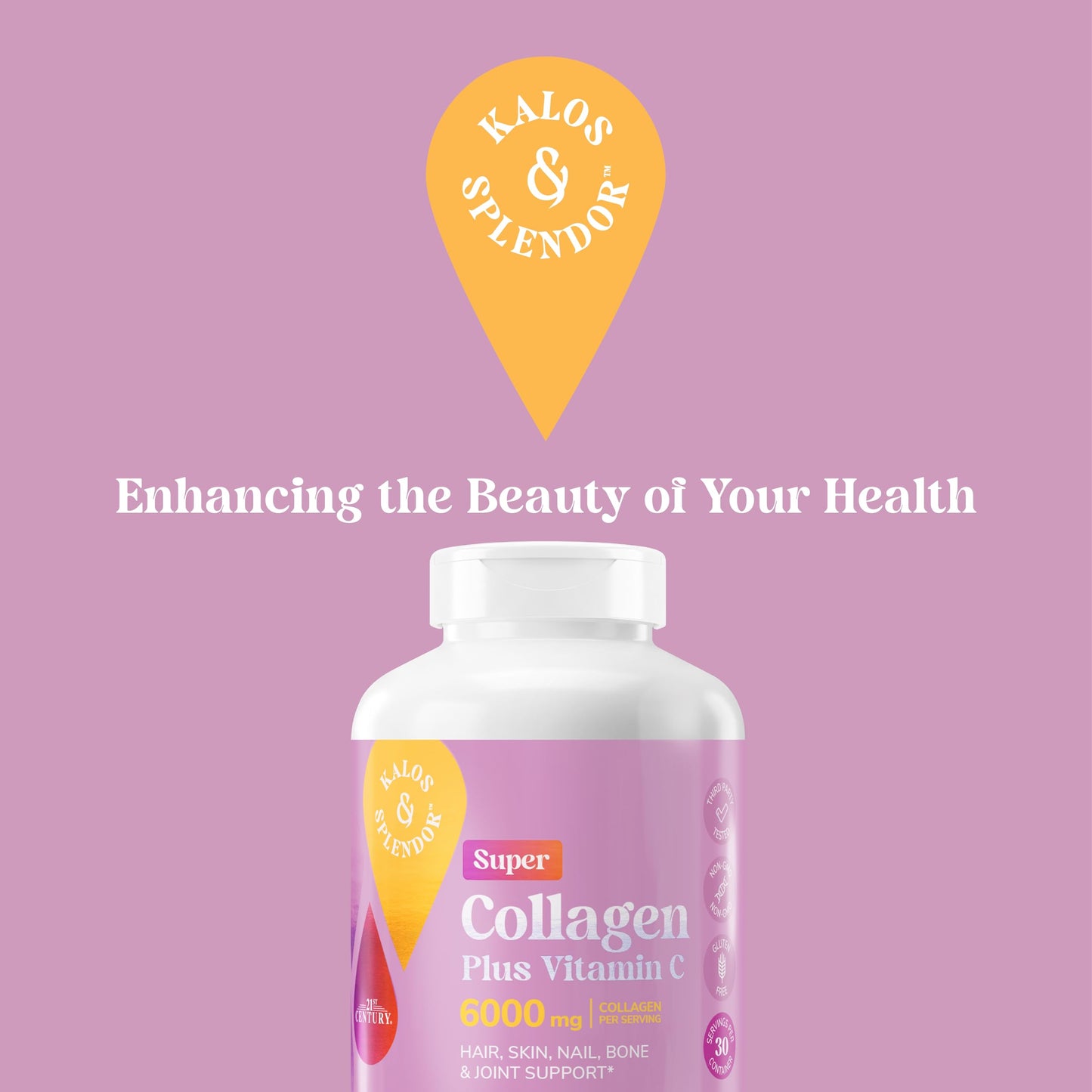 Kalos and Splendor 21st Century Super Collagen Plus Vitamin C Tablets, 180 Count