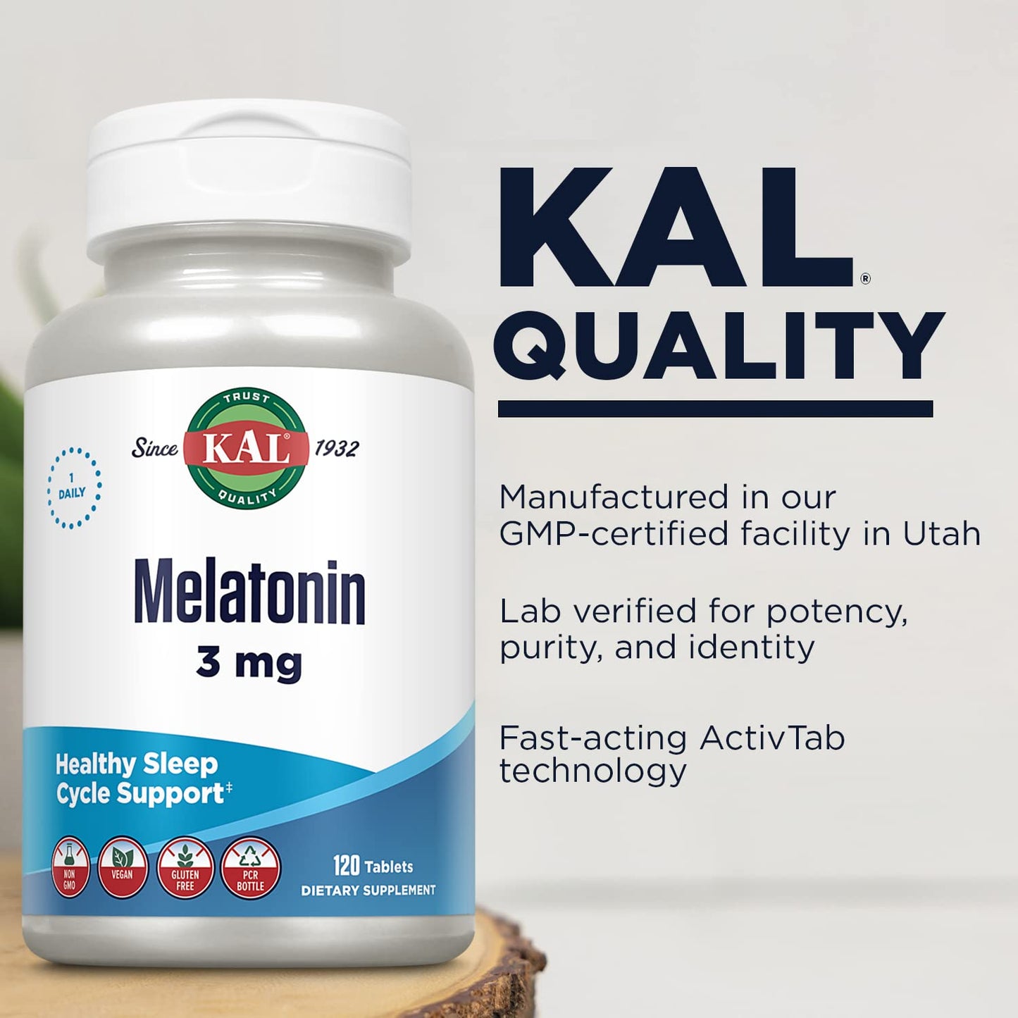 KAL Melatonin 3mg Sleep Aid Tablet, 120 Tablets