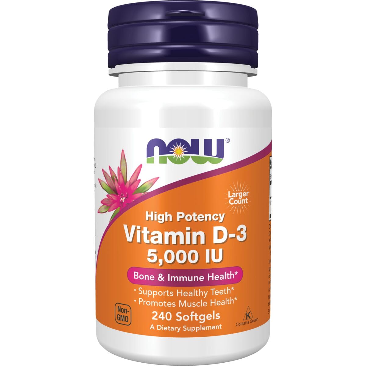 NOW Foods High Potency Vitamin D-3 5000 IU Capsules 240 Count