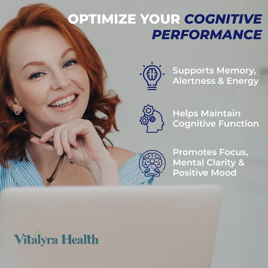 Vitalyra Health Nootropic 12-in-1 Brain Supplement for Memory, Focus & Energy Support – L-Tyrosine, Bacopa, Rhodiola, Caffeine, B Vitamins – Cognitive Balance Capsules, 60 Capsules