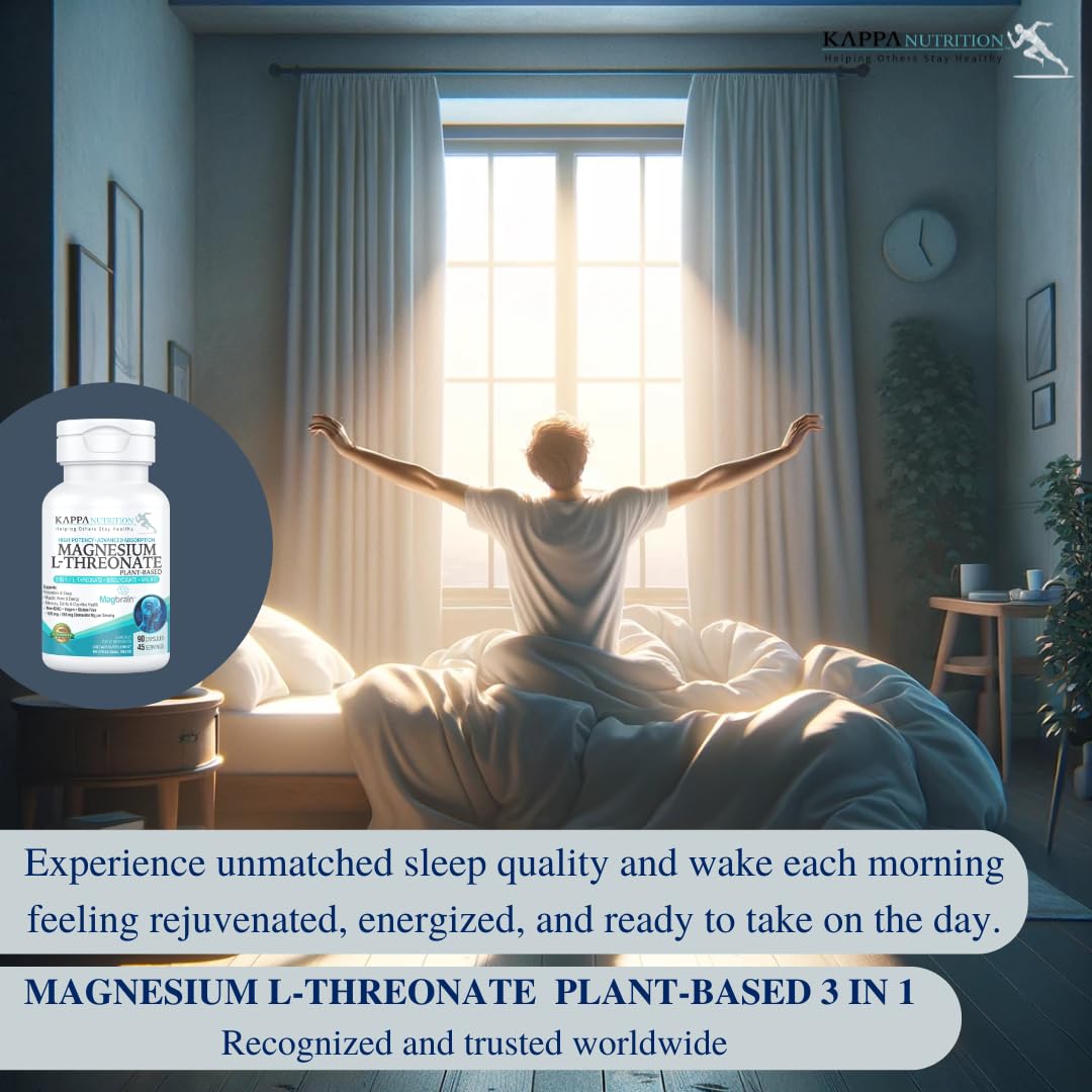 KAPPA NUTRITION Powered by Magbrain Magnesium L-Threonate Plant-Based, 90 Capsules