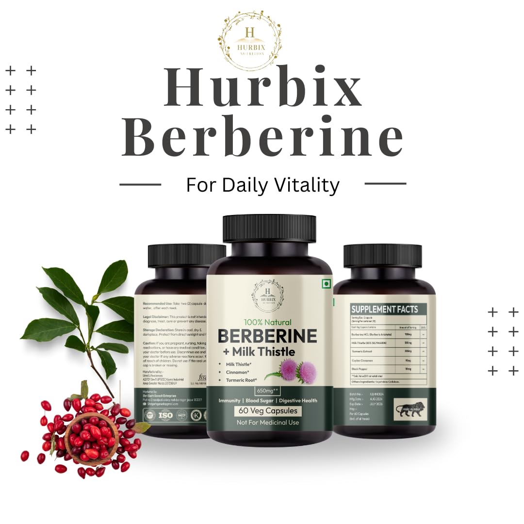 Hurbix Nutrition Berberine 1300 mg Capsule, 60 Capsules