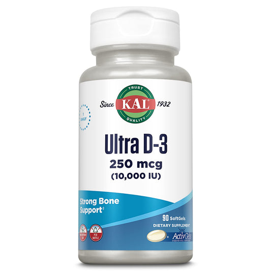 KAL Ultra Vitamin D3 10000 IU Softgels, 90 Softgels