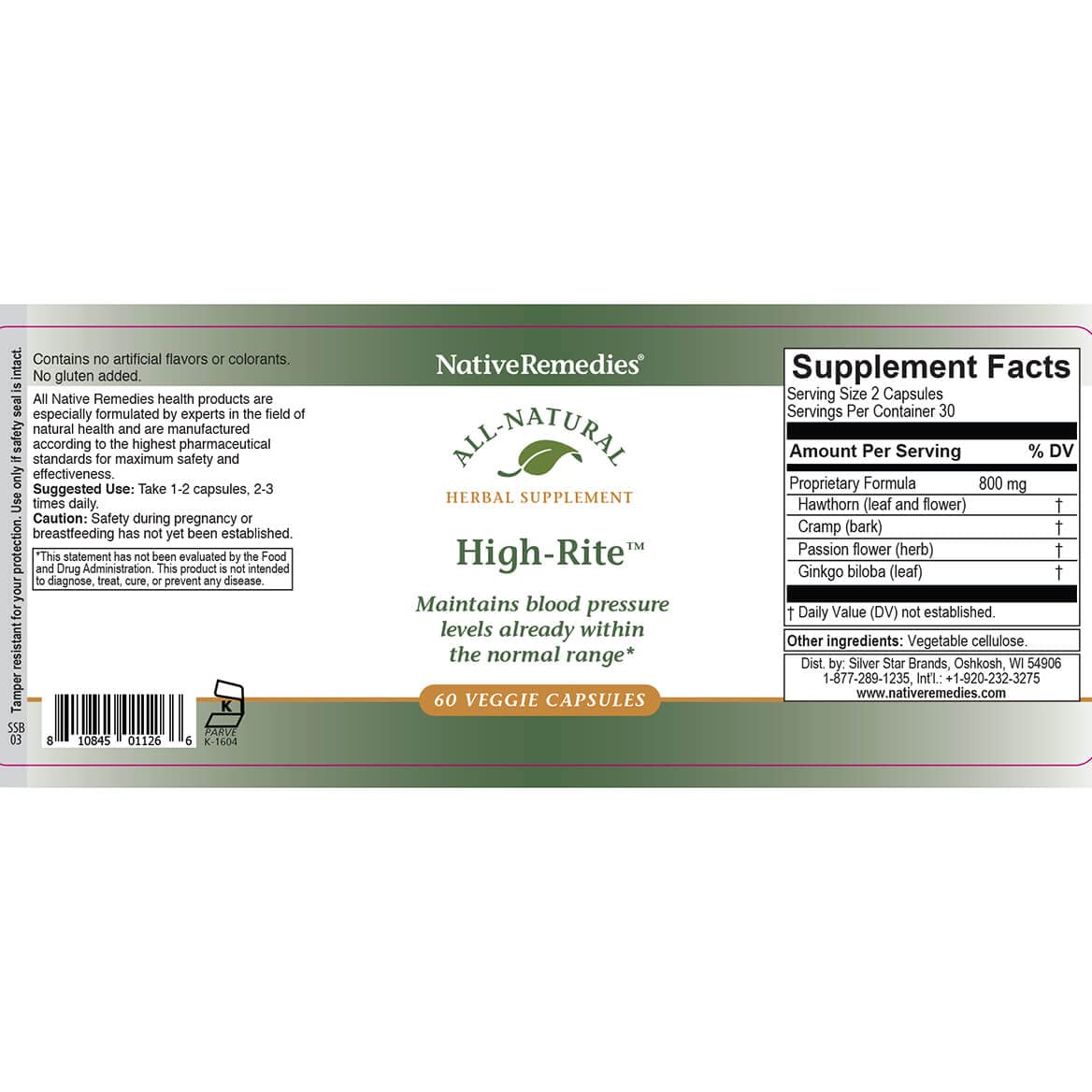 Native Remedies High-Rite Veggie Cap Capsule 1 Count