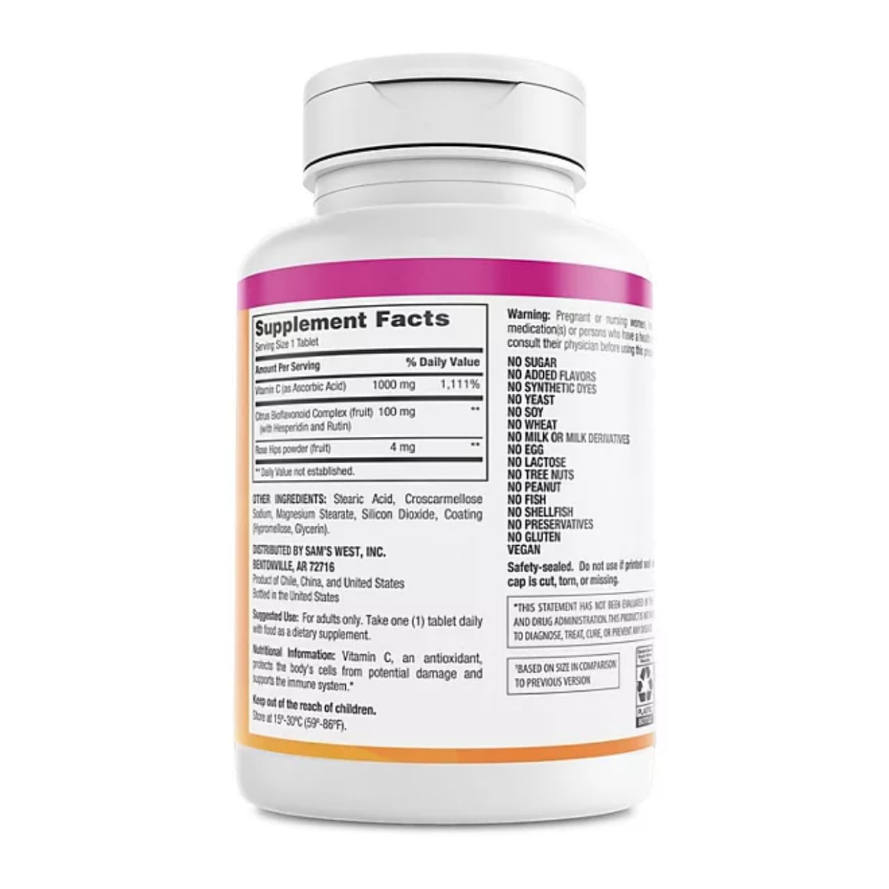 Member's Mark Vitamin C 1000 mg with Rosehips and Citrus Bioflavonoids 500 Tablets