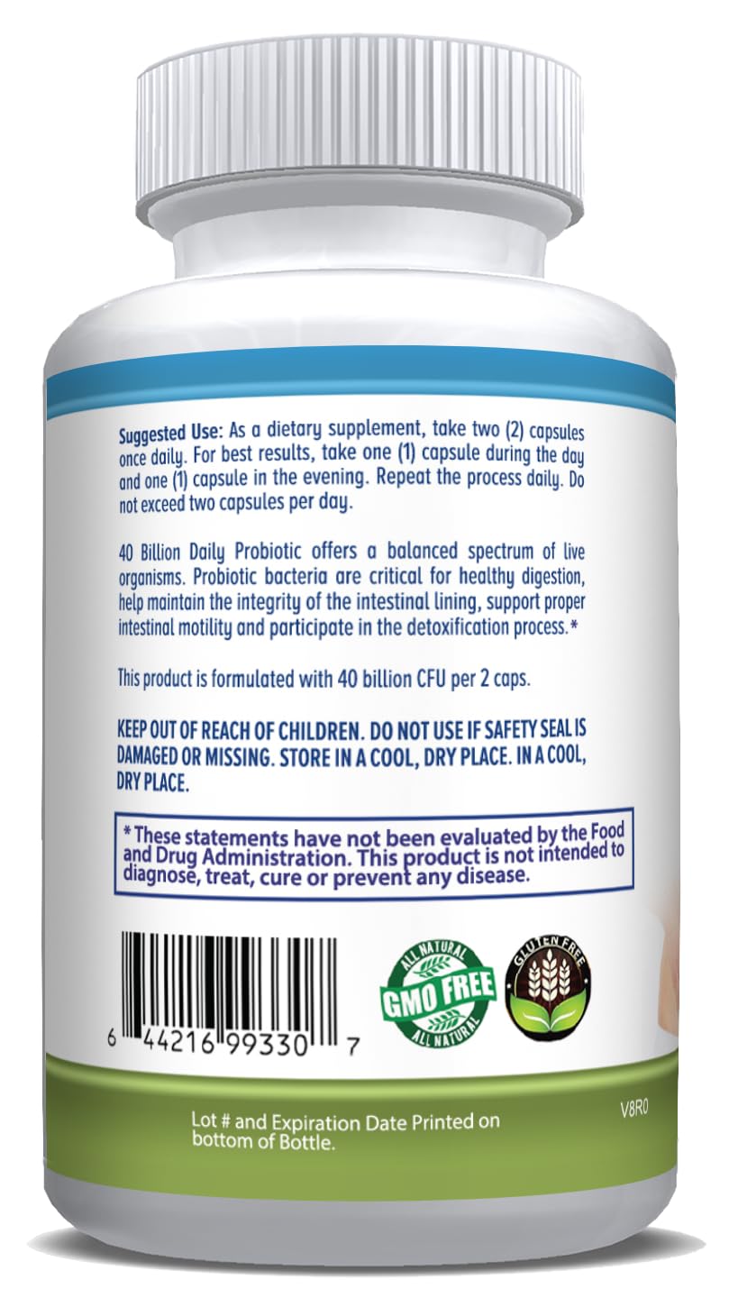 Daily Health Daily Probiotic 40 Billion CFU MakTrek Bi-Pass Technology Digestion Immune Health Veggie Capsules 360
