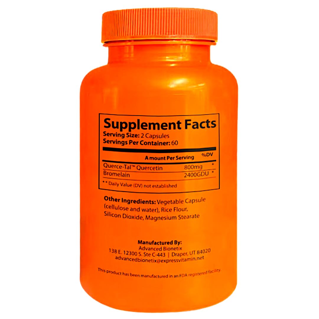Advanced Bionetix Querce-Tal Quercetin + Bromelain Veg Capsules 120