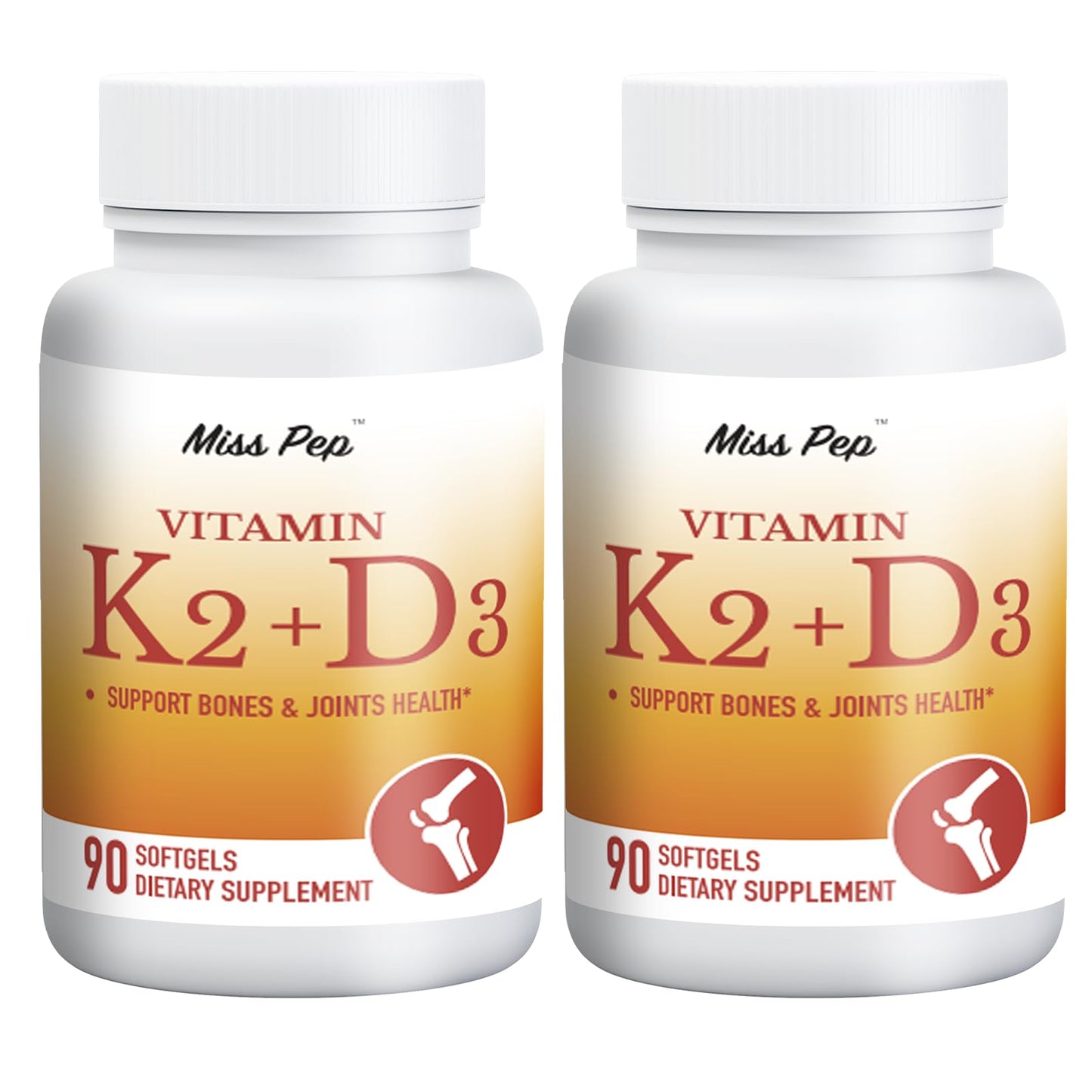 MISS PEP Vitamin D3 K2, 5000 IU D3 and 100 mcg K2 (MK-7), 180 Capsules