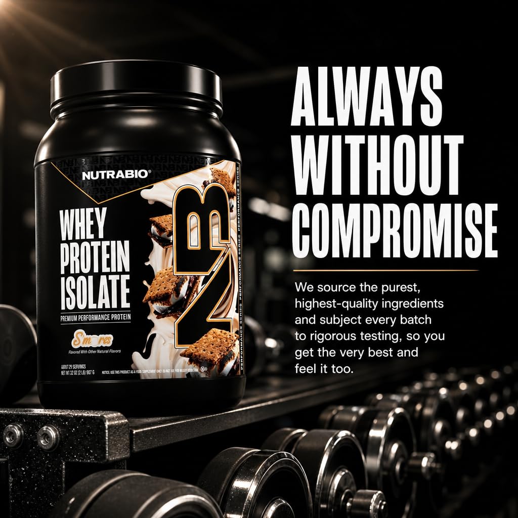 NutraBio 100% Whey Protein Isolate Protein Powder, 32 Servings, 2 Lbs