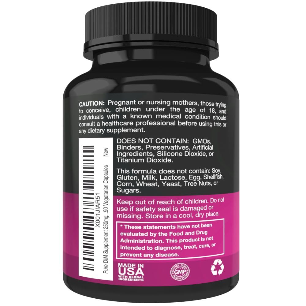 Purest Vantage DIM Supplement 250mg Diindolylmethane, 90 Capsules
