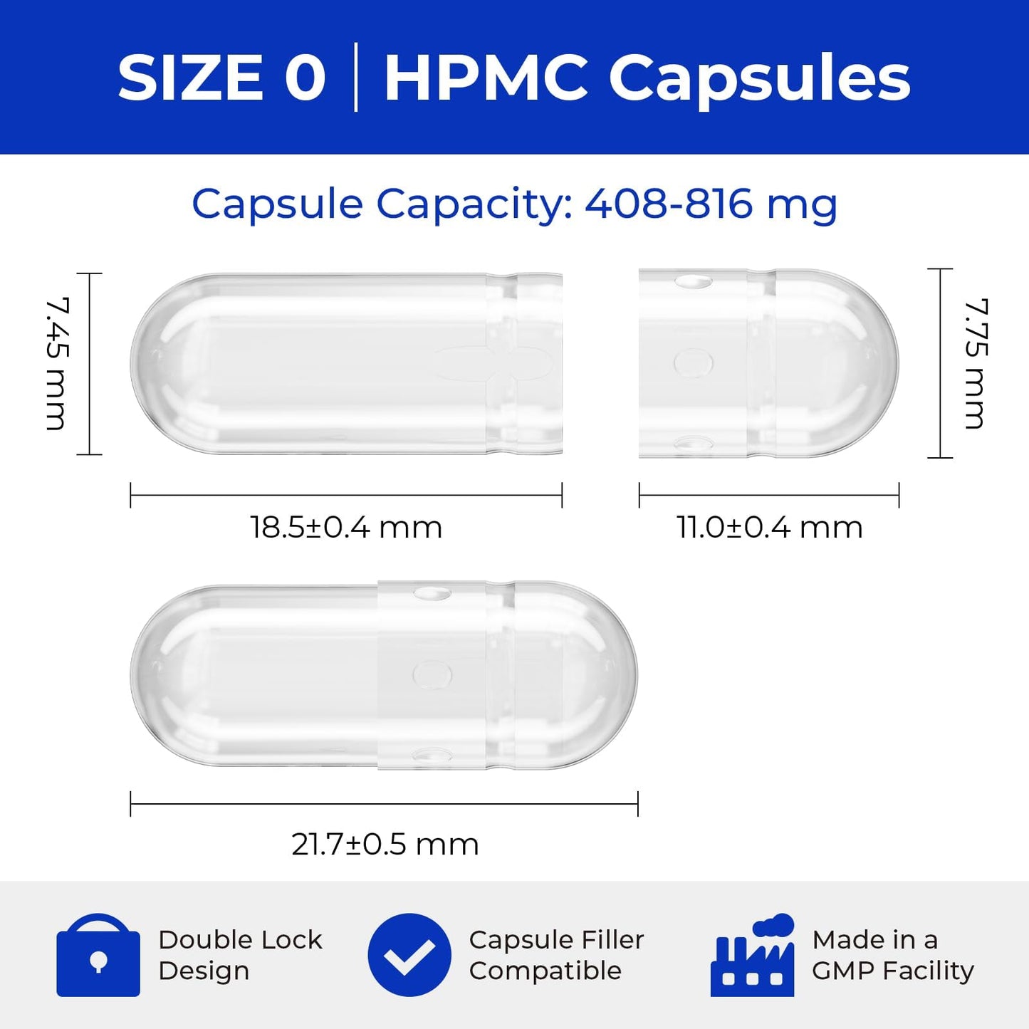 ATLEMISME Empty Vegan Capsules Size 0 Capsule, 500 Count
