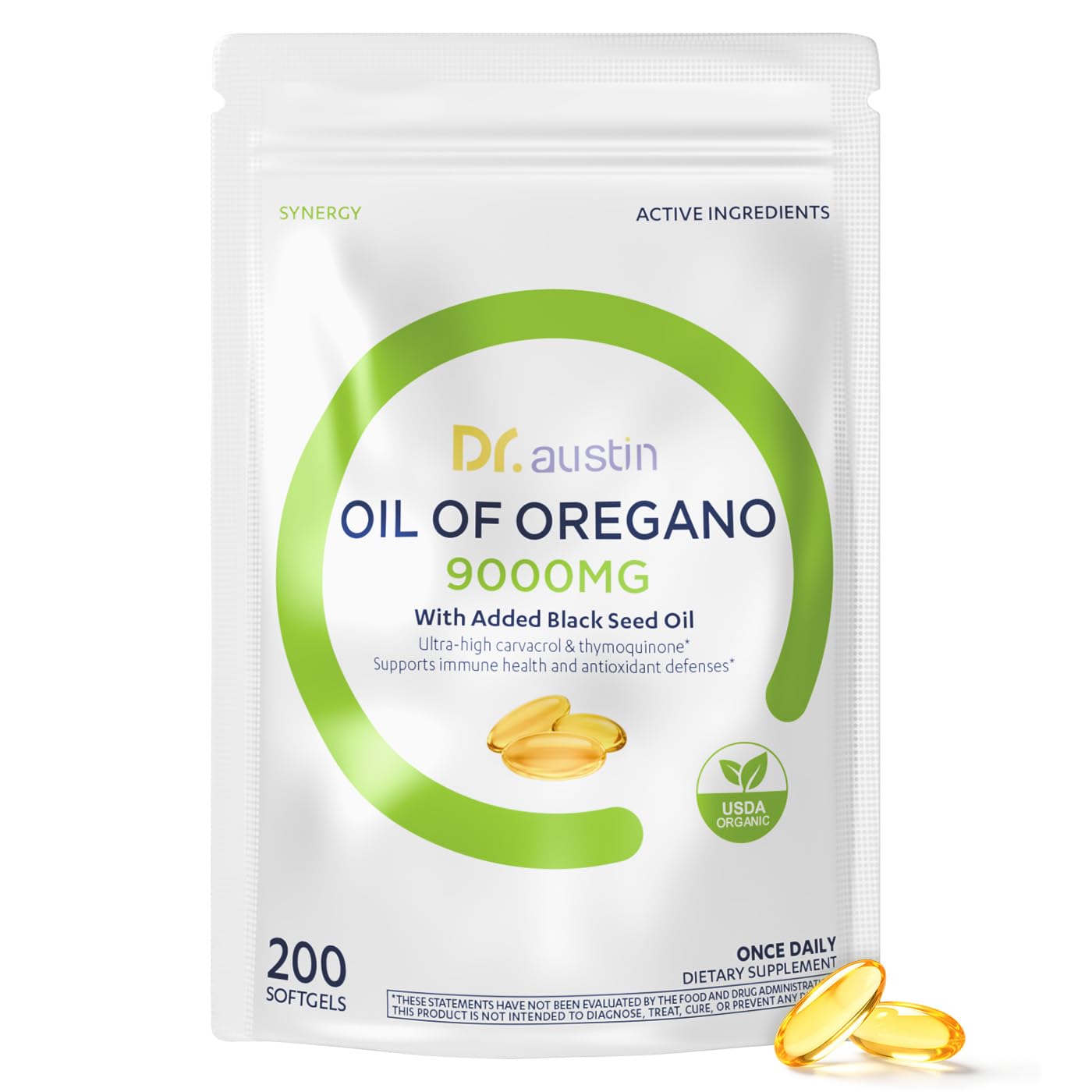 DR.AUSTIN Organic Oregano Oil with Black Seed Softgels 200