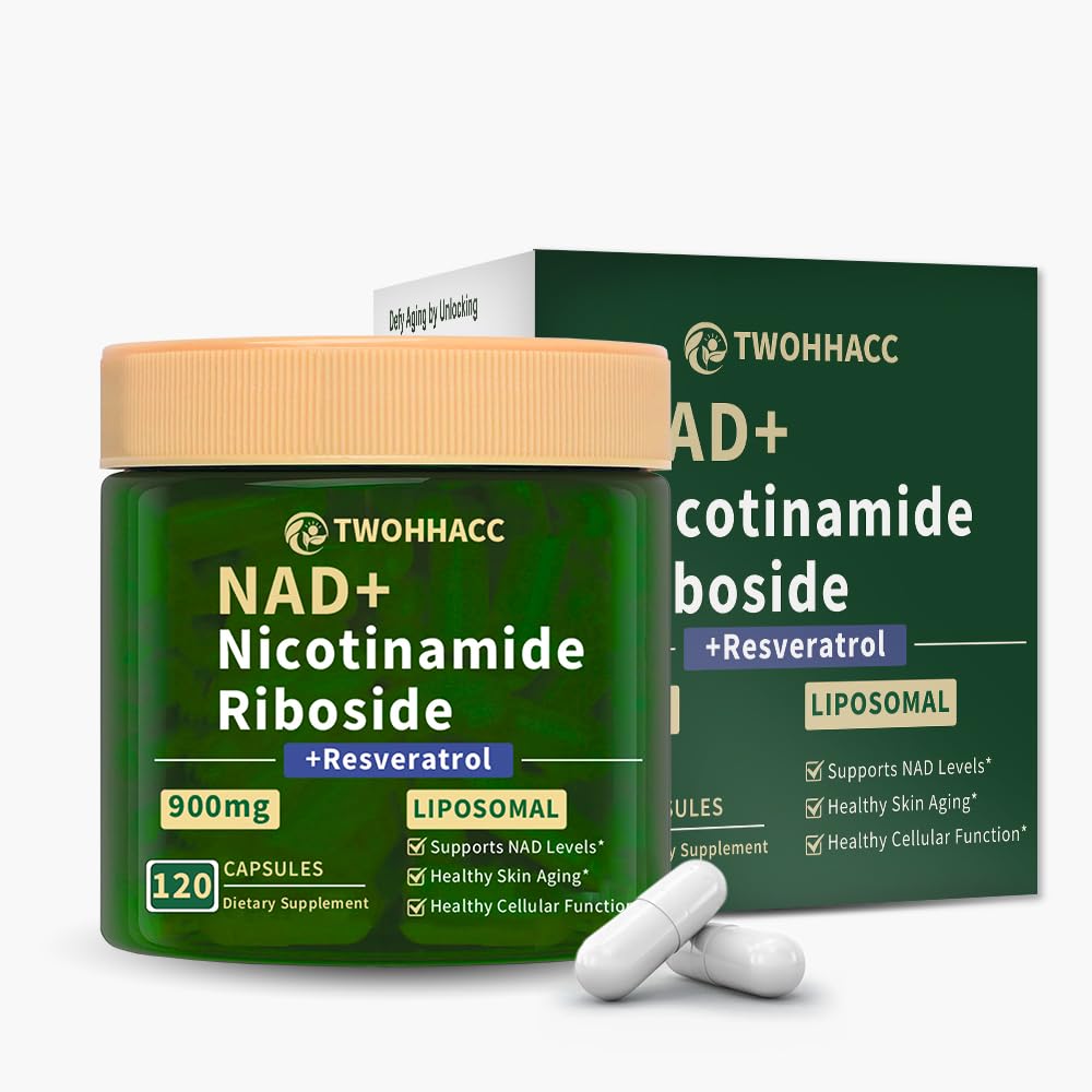 TWOHHACC NAD Nicotinamide Riboside Resveratrol 900mg Capsules 120 Count