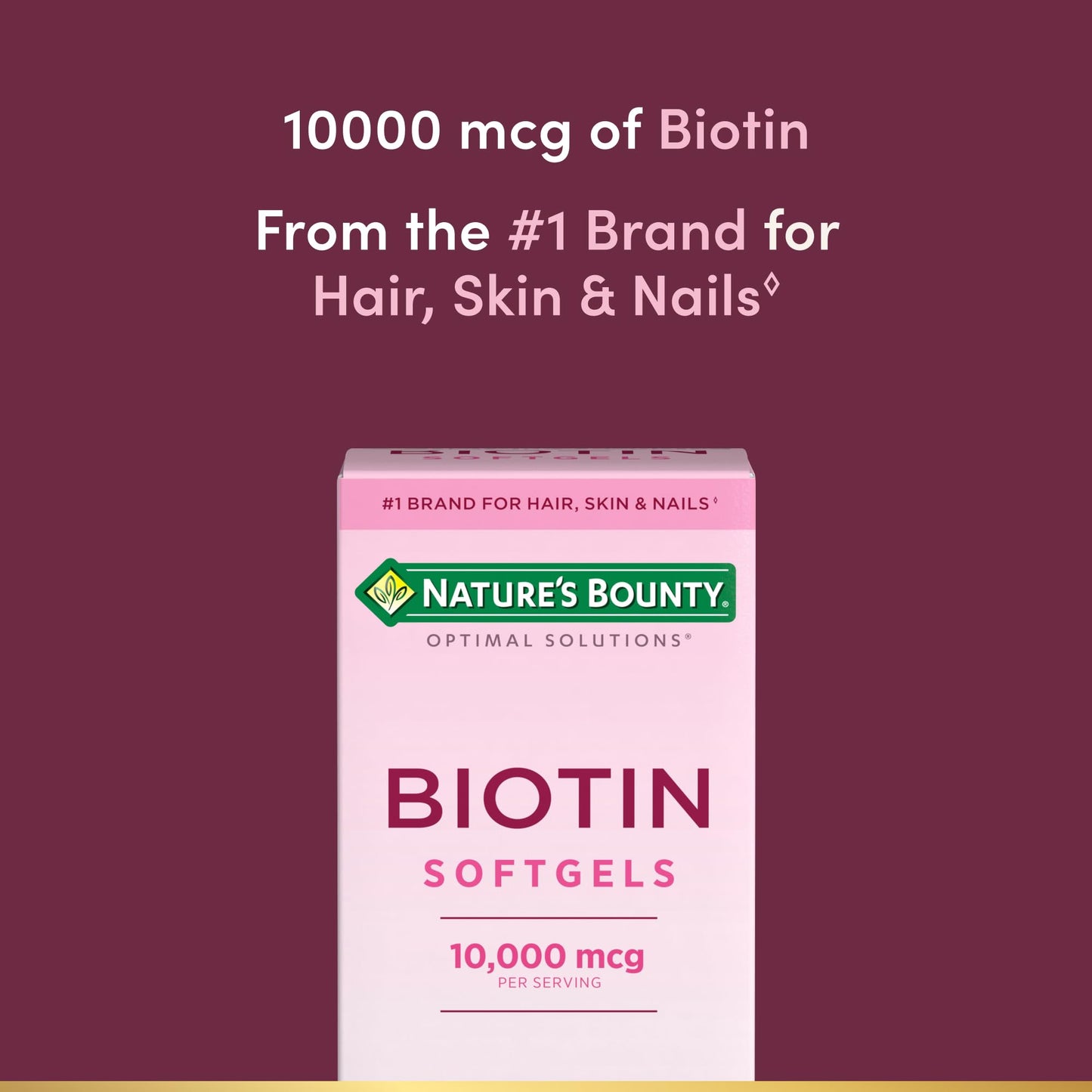 Nature's Bounty Optimal Solutions Biotin 10000mcg Supplement Softgels 90