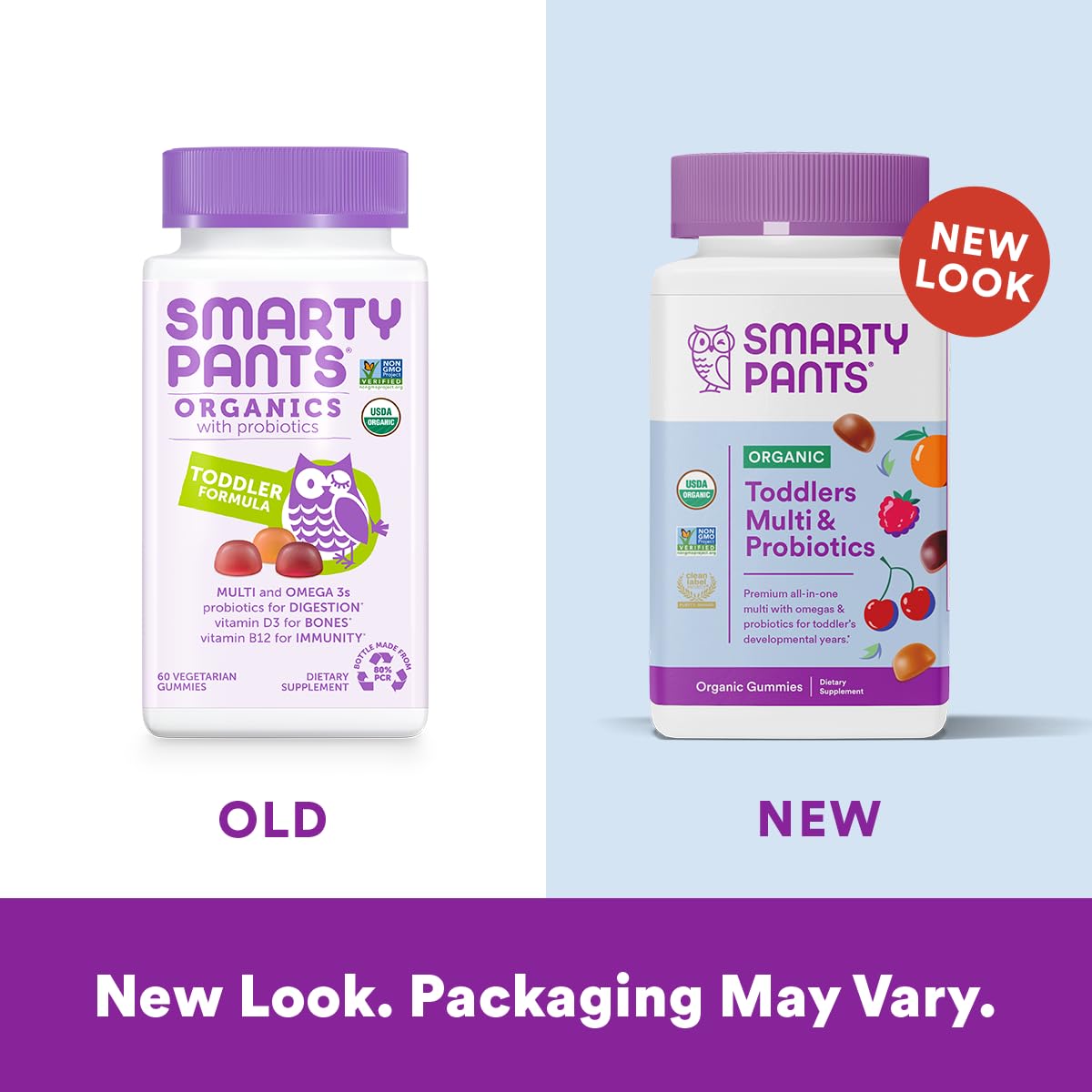 SmartyPants Organic Toddler Multivitamin Gummies, 60 Count