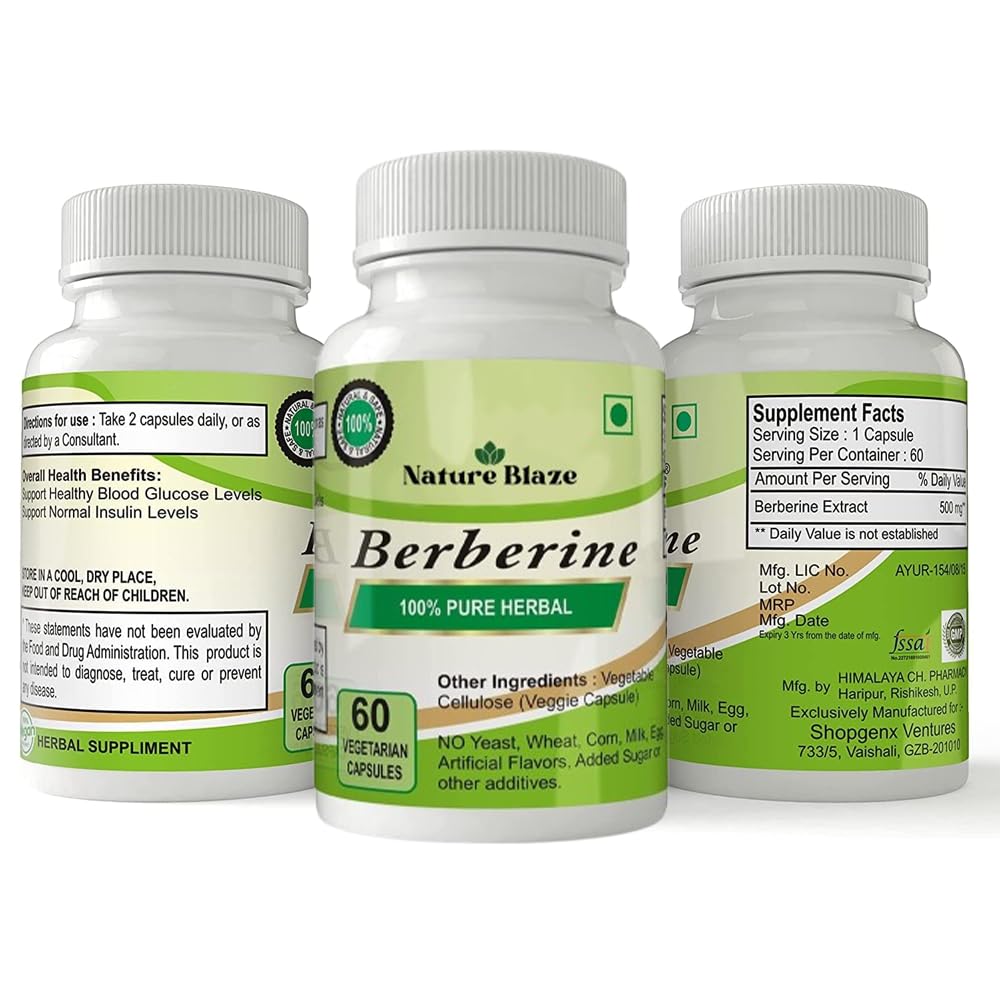 Nature Blaze Organic Herbs Ayurvedic Berberine Capsule 120 Capsules
