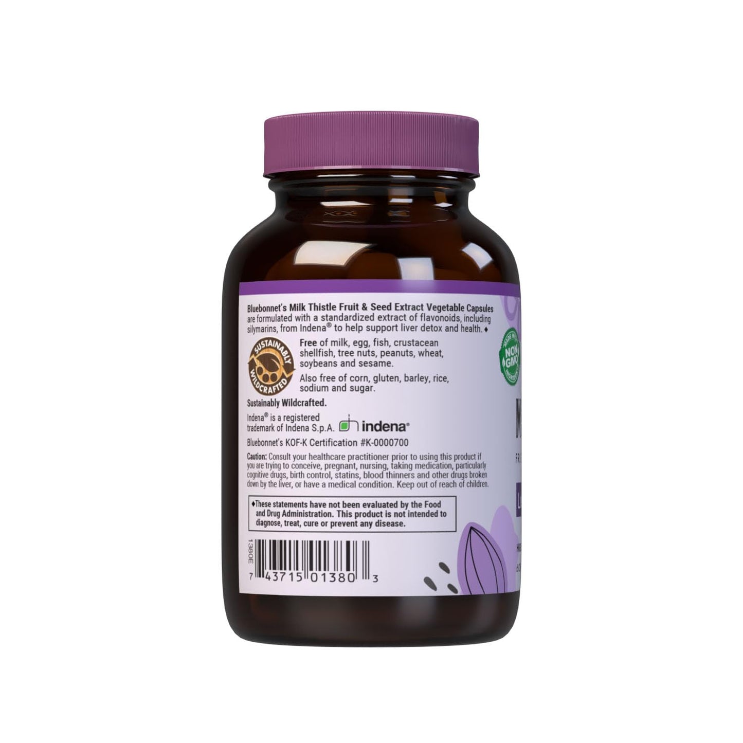 BlueBonnet Milk Thistle Fruit and Seed Extract Supplement Capsules 60 Count