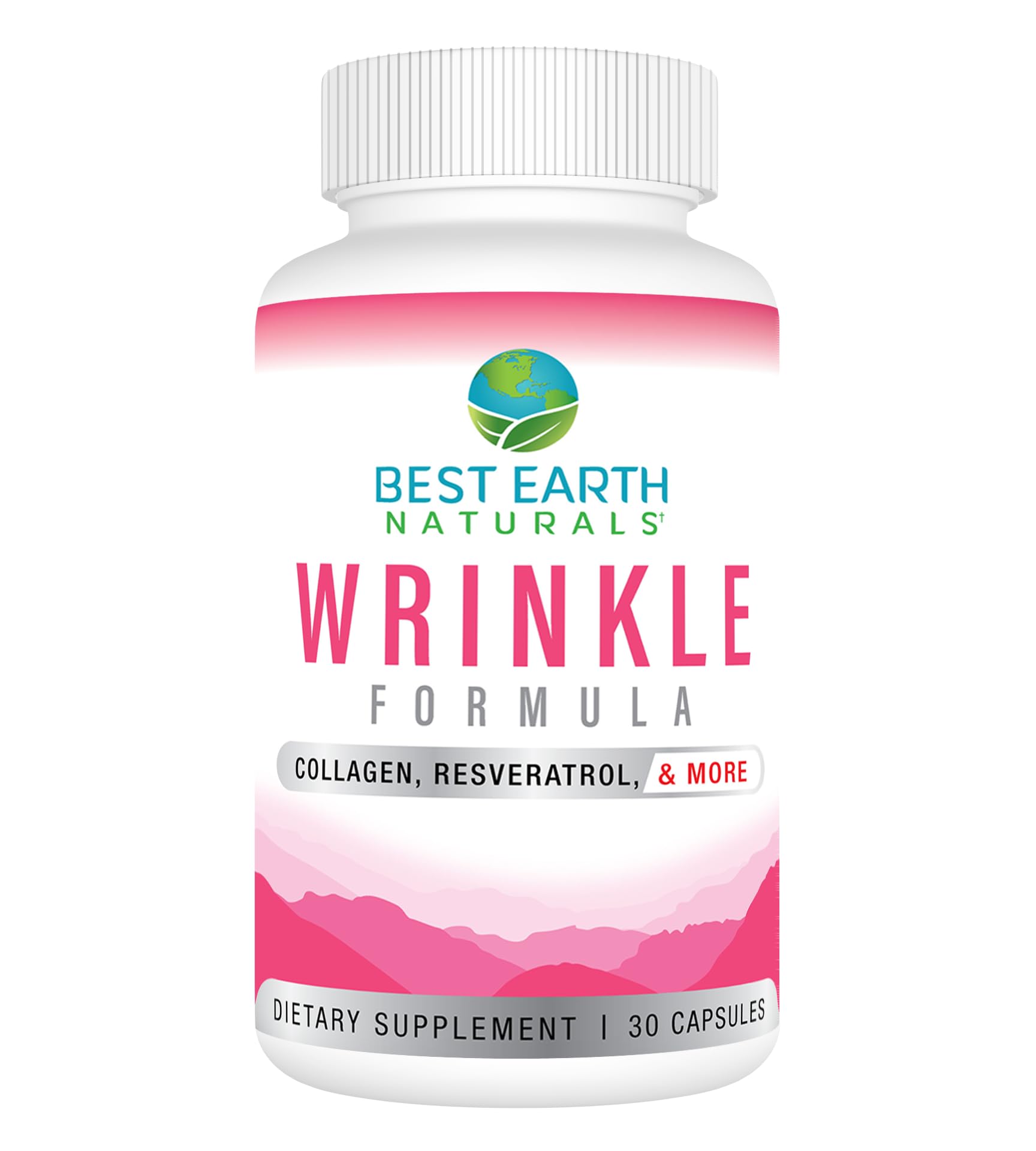 Best Earth Naturals Wrinkle Formula with Hyaluronic Acid, Niacinamide, Multivitamin, Collagen for Women or Men - Skin Vitamins Supplement Capsule 30 Count