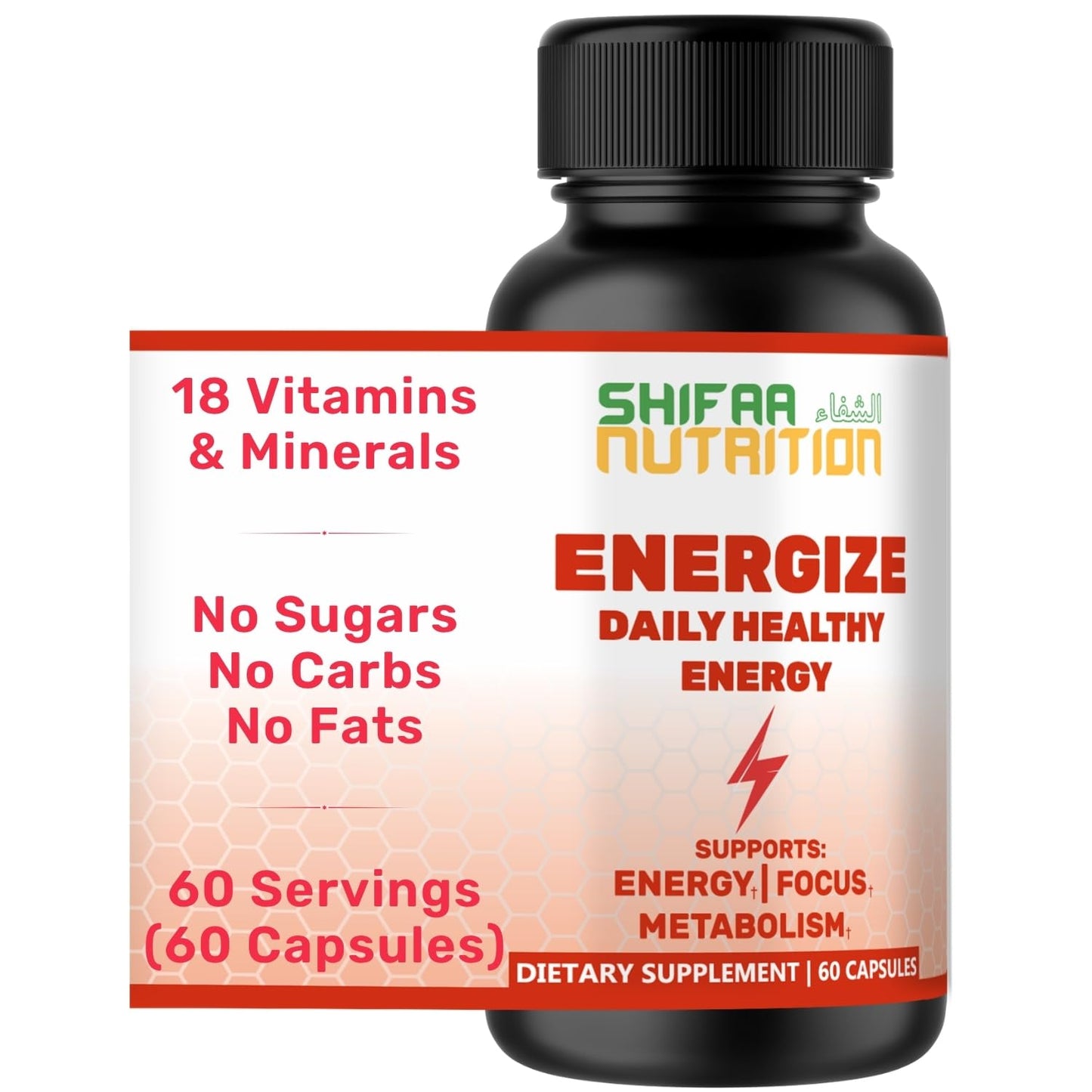 SHIFAA NUTRITION Energize Natural Daily Energy Vitamins Capsules, 60 Count