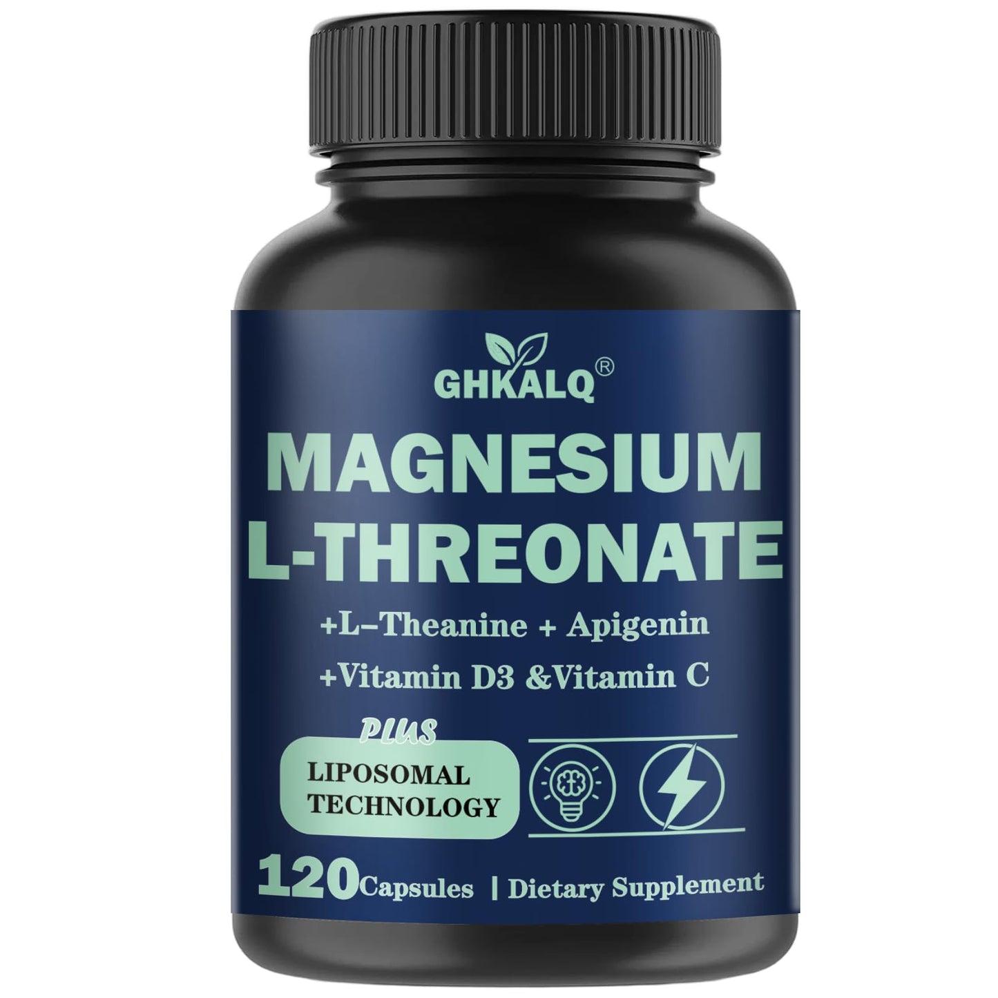GHKALQ Liposomal Magnesium L-Threonate with L-Theanine, Apigenin, Vitamin C & D3 Capsules 120 Count