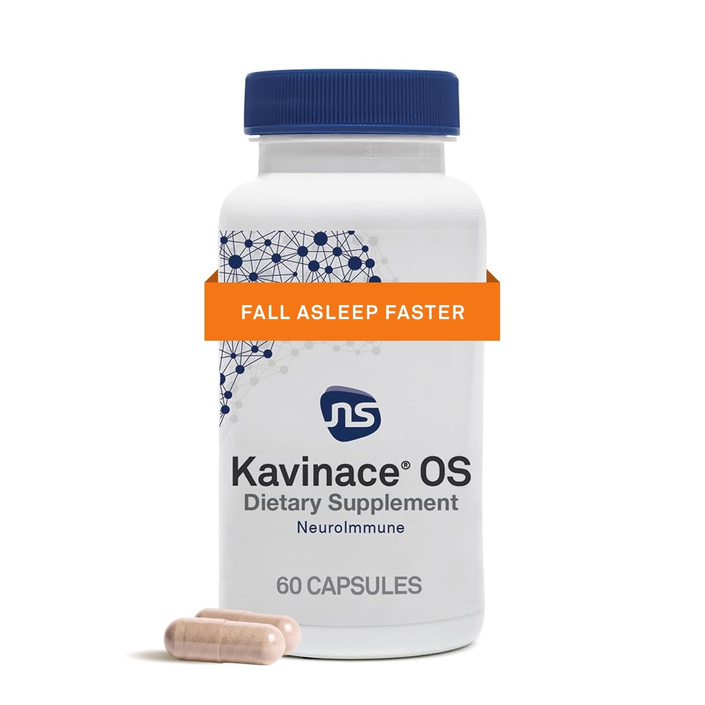 NeuroScience Kavinace OS Sleep Aid Formula with Melatonin 5mg + L-Theanine, Nighttime Cellular Health Blend for Sleep Efficiency and Immune Support, 60 Capsules