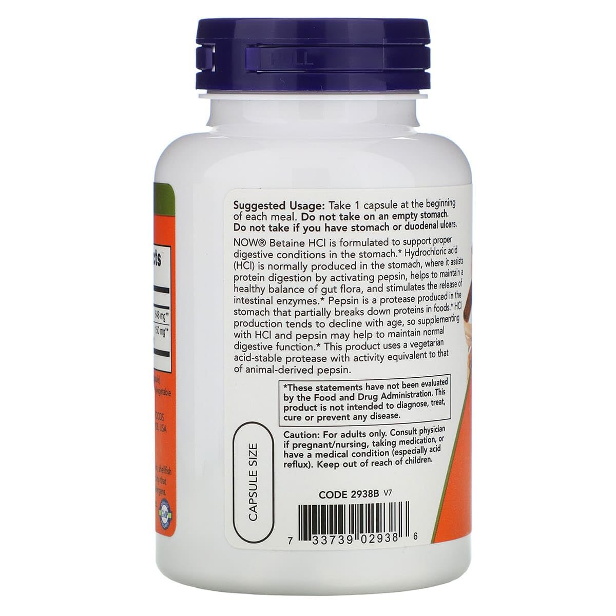 NOW Foods Betaine HCl 648 mg with 150 mg Pepsin Capsules 240
