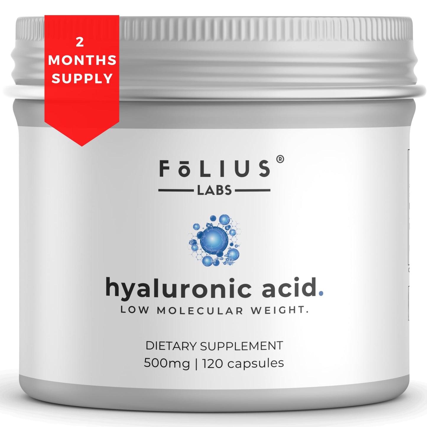 FOLIUS LABS Hyaluronic Acid Capsules 500mg, 120 Capsules