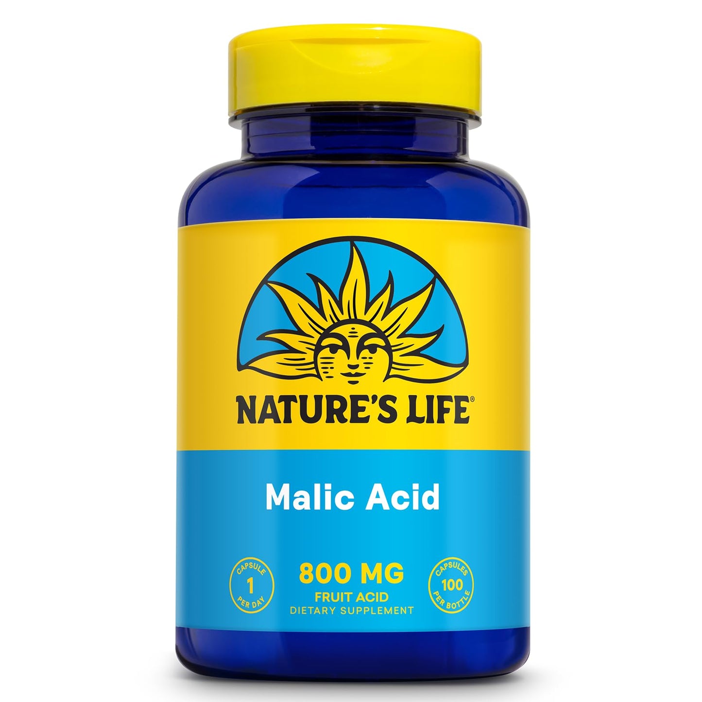 Nature's Life Malic Acid 800 mg Capsules, 100 Count