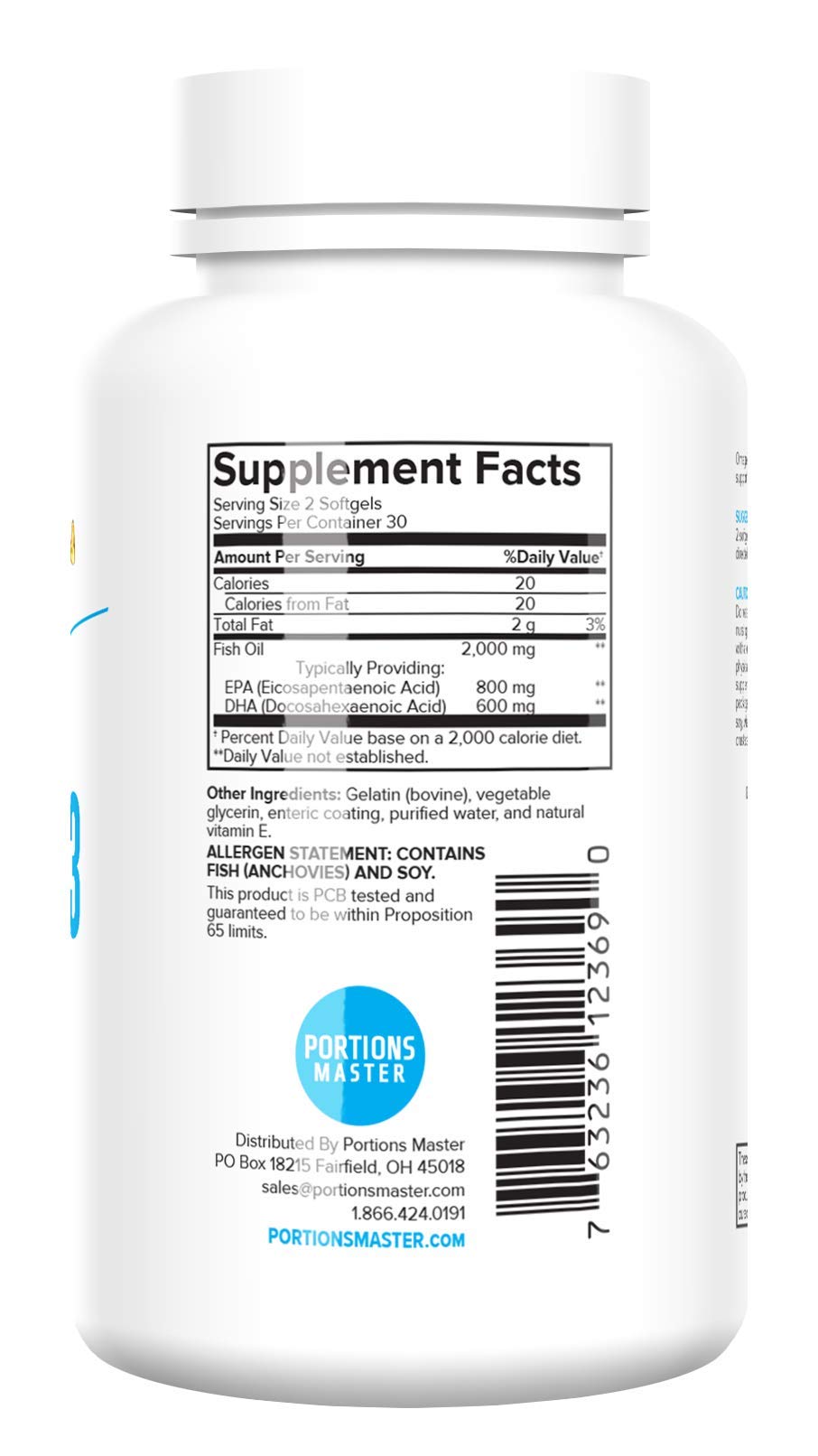 Portions Master Omega-3 Fish Oil Softgels, 60-Count