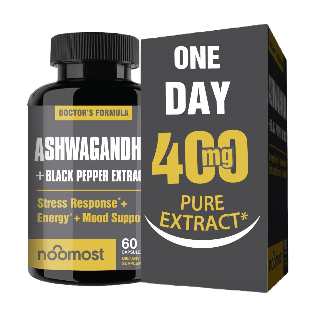 NooMost Ashwagandha Root Extract 15:1 with Black Pepper Capsule 60 Count
