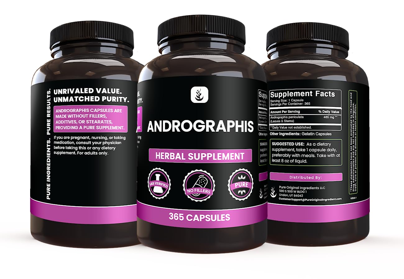 PURE ORIGINAL INGREDIENTS Andrographis Paniculata Capsules 365 Count