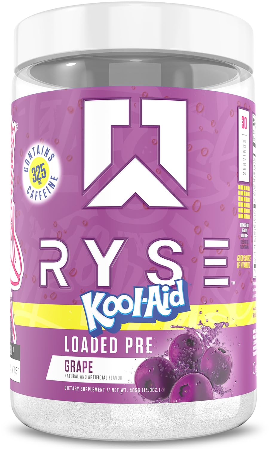 RYSE Up Supplements Loaded Pre Workout Kool-Aid Grape Powder 15.3 oz