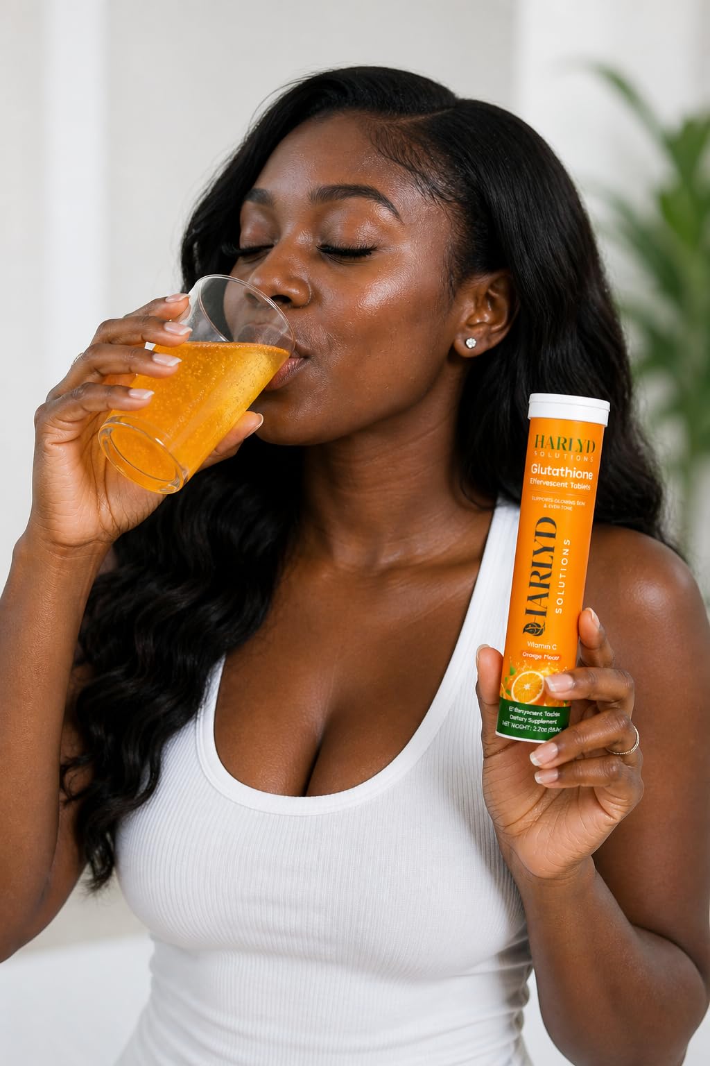 HARLYD SOLUTIONS L-Glutathione Effervescent Tablets with Vitamin C, Orange Flavor, 20 Tablets