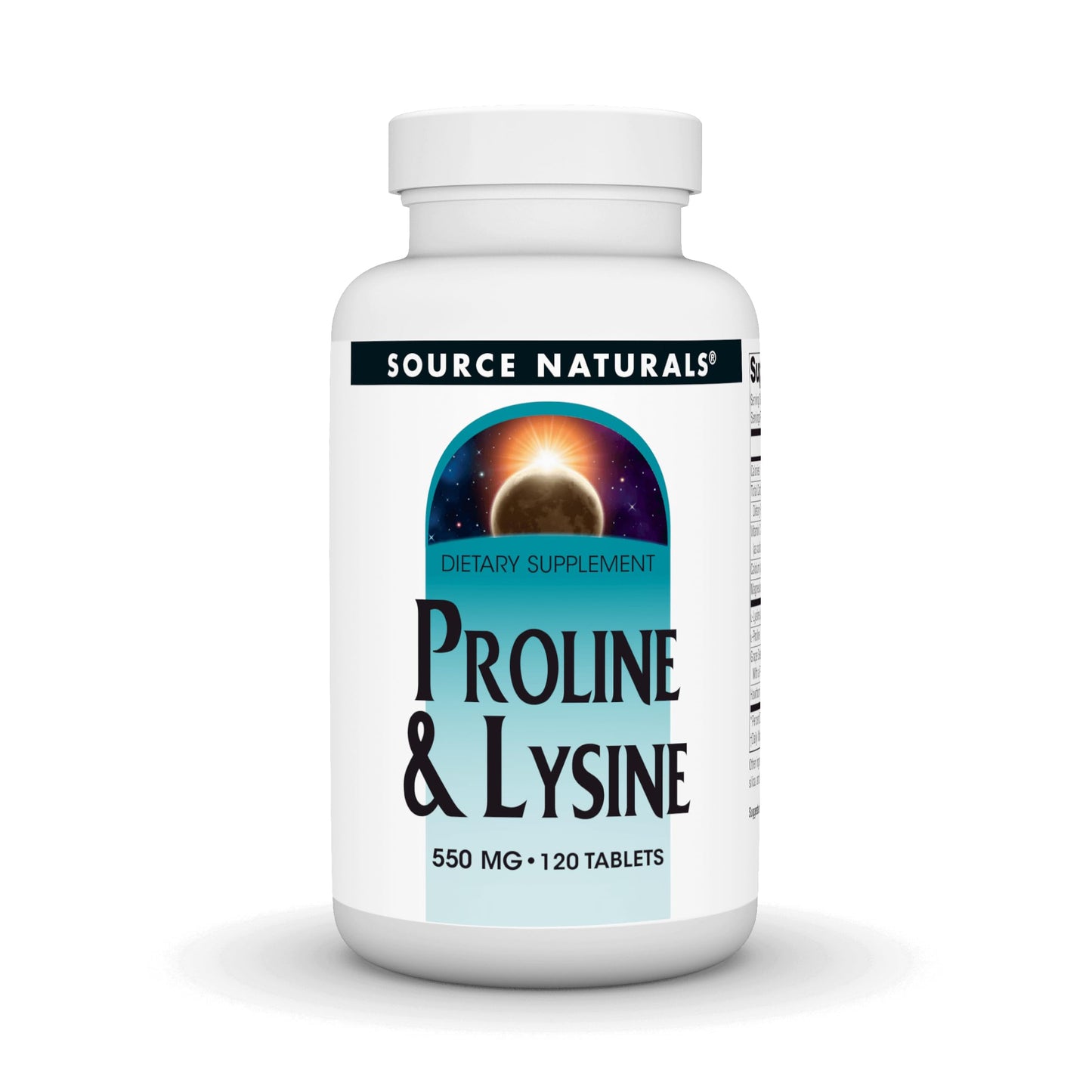 Source Naturals Proline & Lysine 550 mg Tablet, 120 Tablets