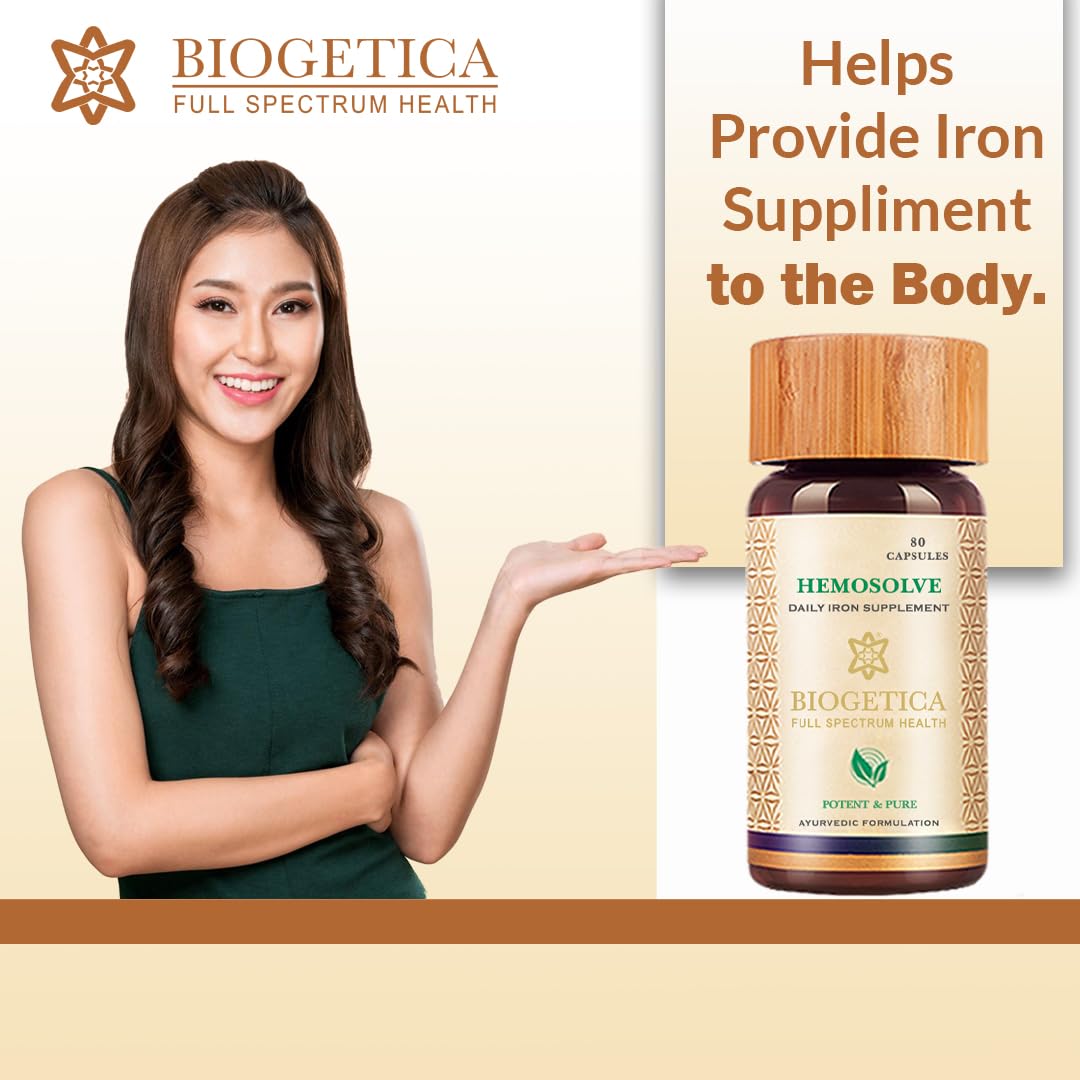Biogetica Hemosolve Natural Iron Supplement for Vitality Capsule 80 Count