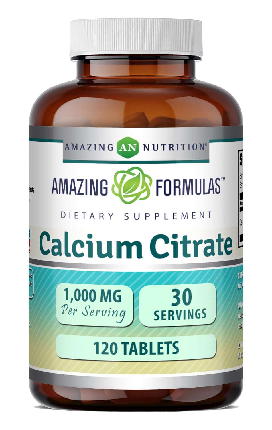 Amazing Nutrition Calcium Citrate Supplement 1000 mg Tablets 120 Count