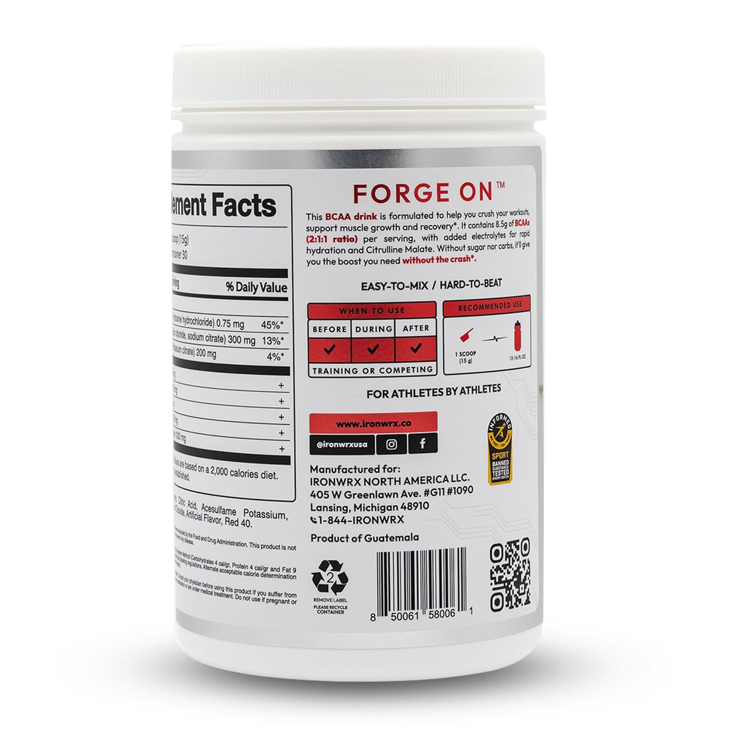 IRONWRX BCAA Powder 16 Servings