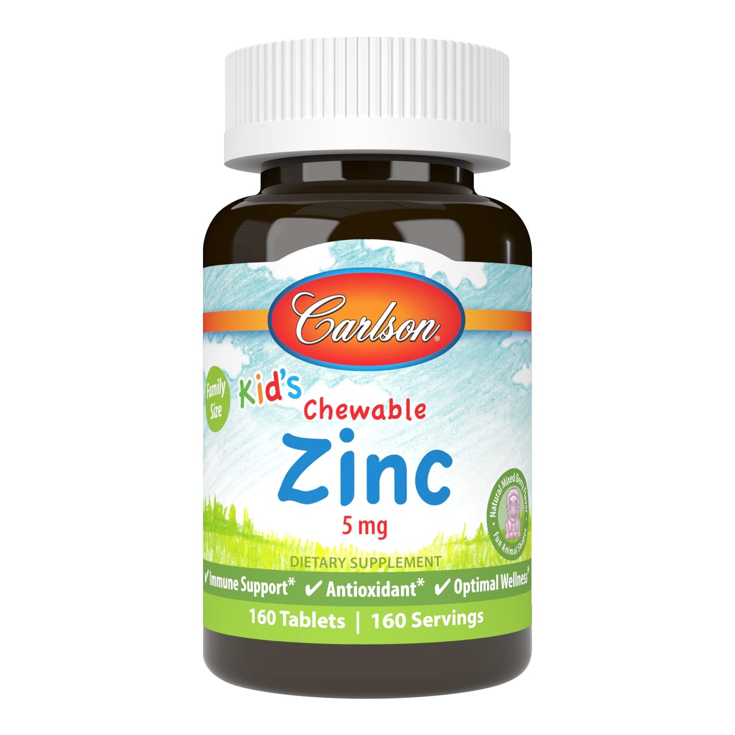 Carlson Kid's Chewable Zinc 5 mg Tablets, 160 Count