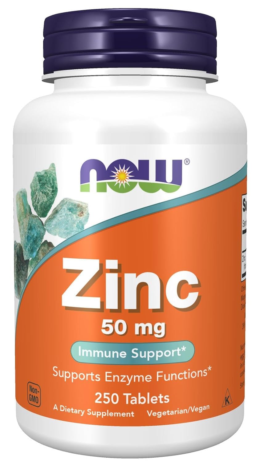 NOW Foods Zinc 50mg Tablets, 250 Count