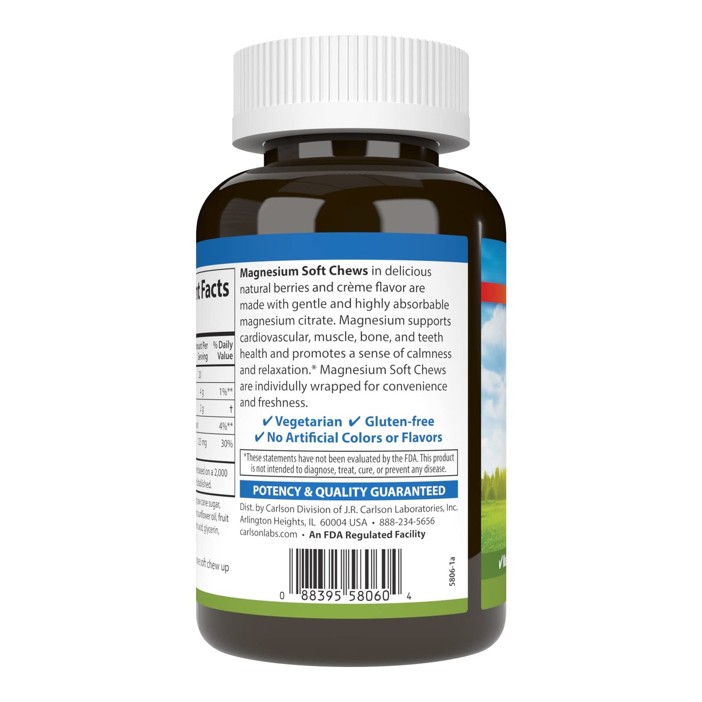 Carlson Magnesium Softgels 125 mg, 40 Softgels