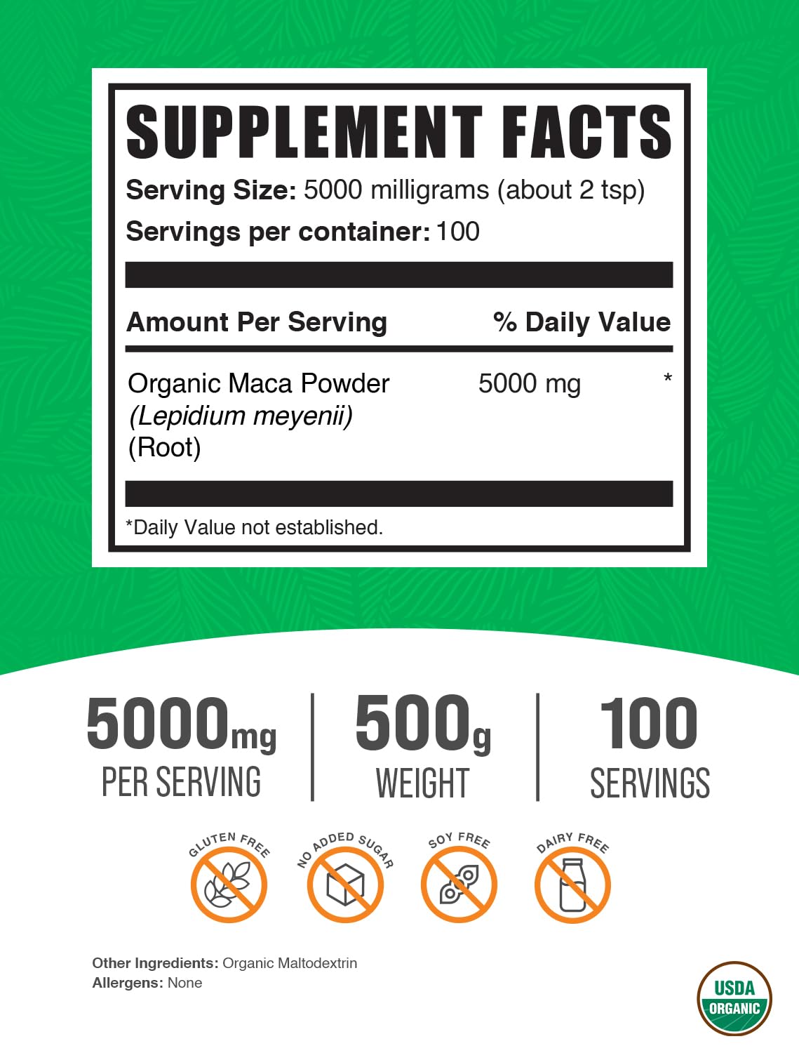 BulkSupplements Organic Maca Powder 17.6 oz