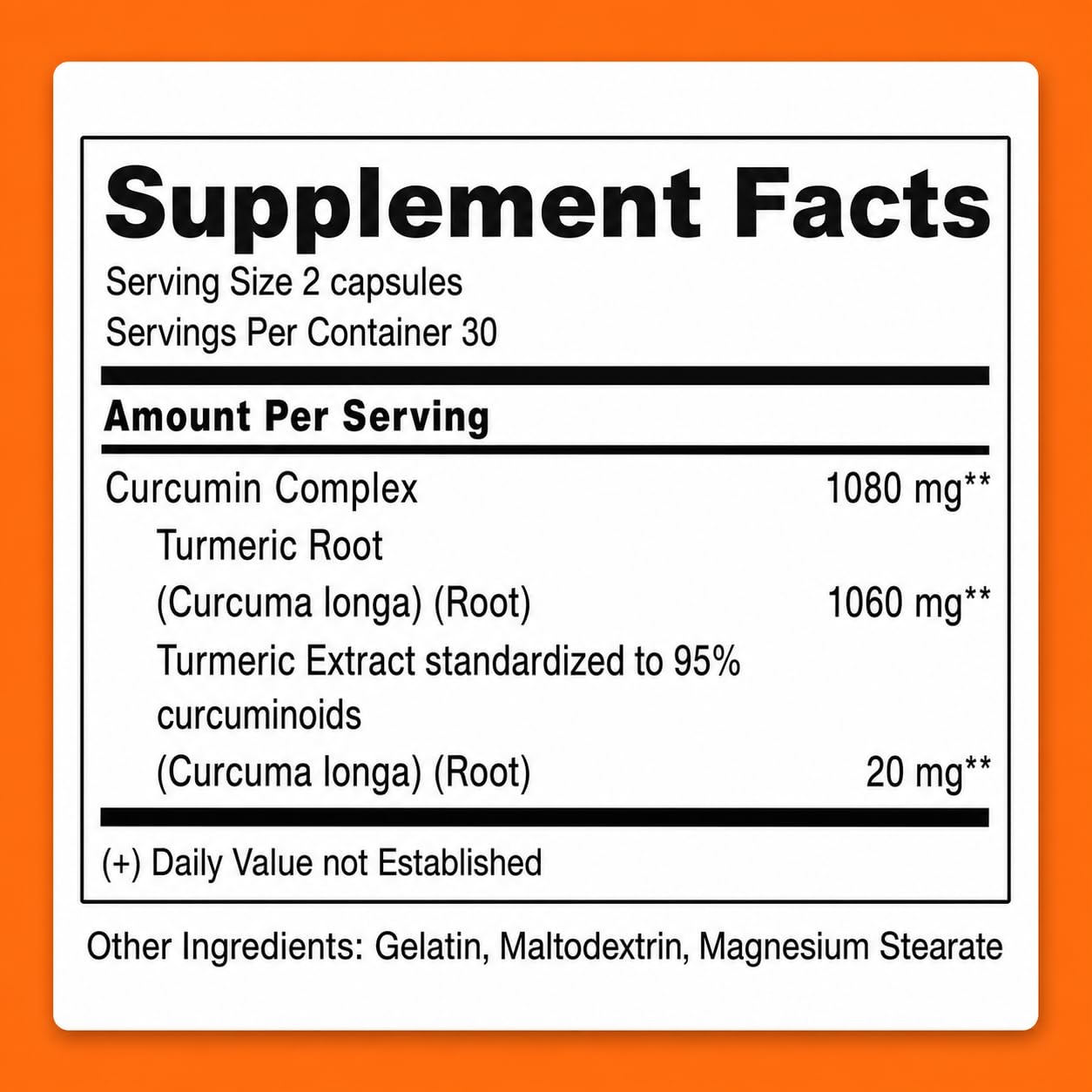 M NUTRITION Turmeric Curcumin Supplement, 1080 mg Complex with 95% Curcuminoid Extract – Supports Healthy Inflammatory Response, Joint Comfort, Mobility & Antioxidant Support, 60 Capsules