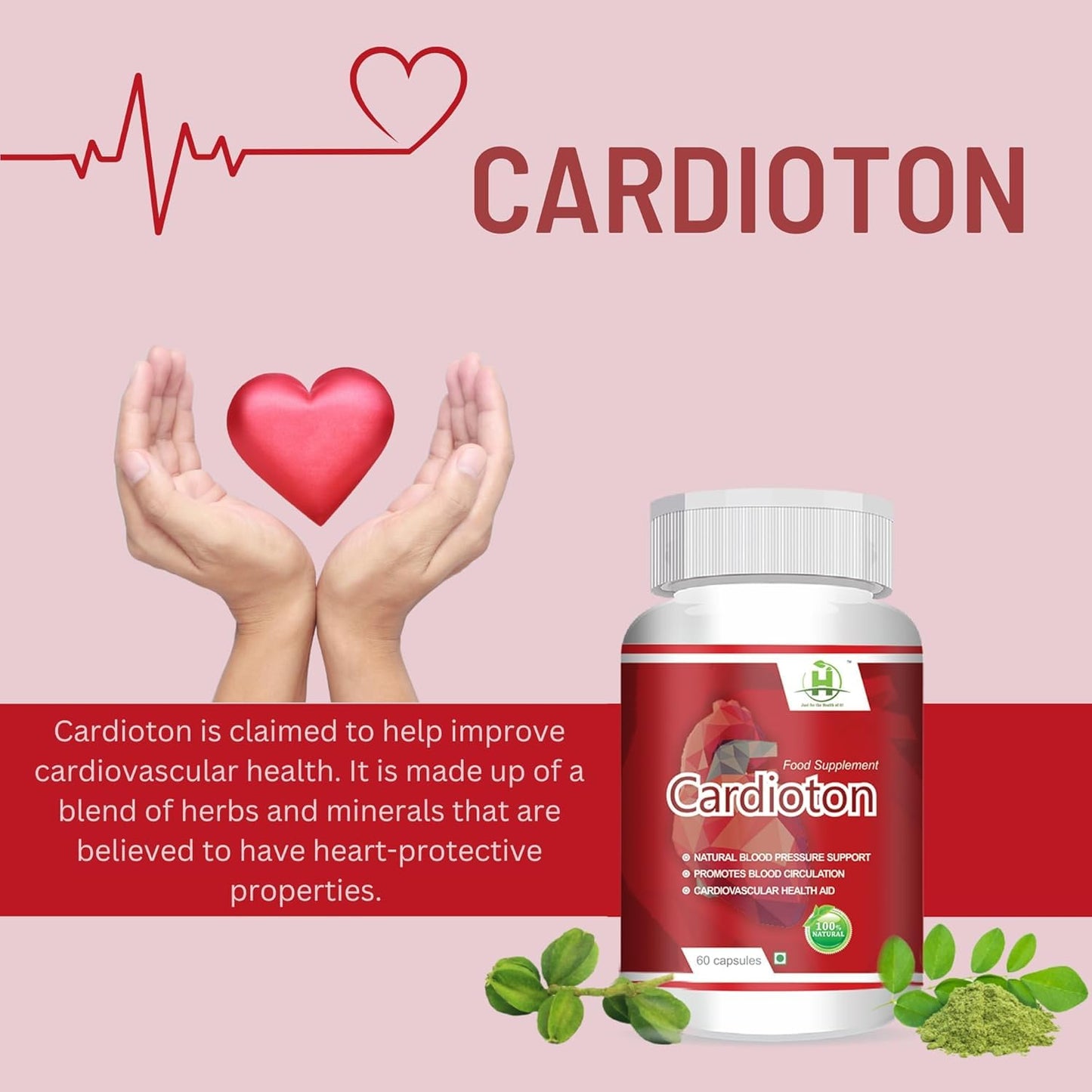 Generic Cardioton with Arjuna Extract & Moringa Extract Supplement Veg Capsule, 60 Capsules