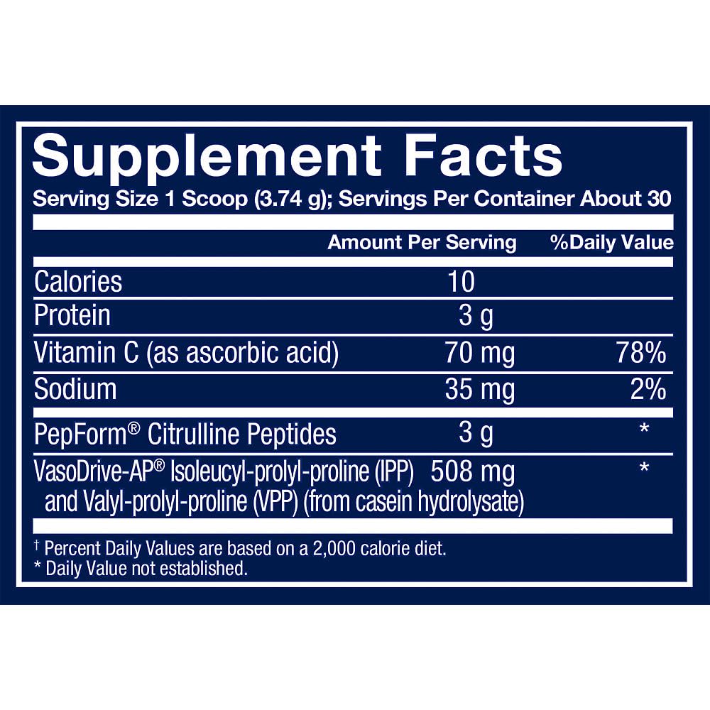 BodyTech Elite Plasma Pep a Peptides Powder with 3g PepForm Citrulline Peptides a Stim-Free Nitric Oxide Booster, 3.95 oz./30 Servings, 1 Count