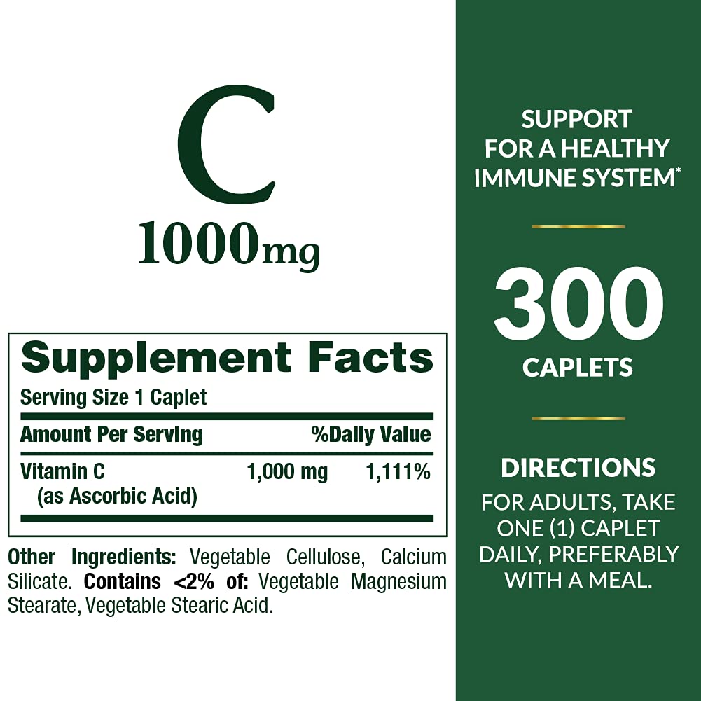 Nature's Bounty Vitamin C 1000mg Caplets 600 Count