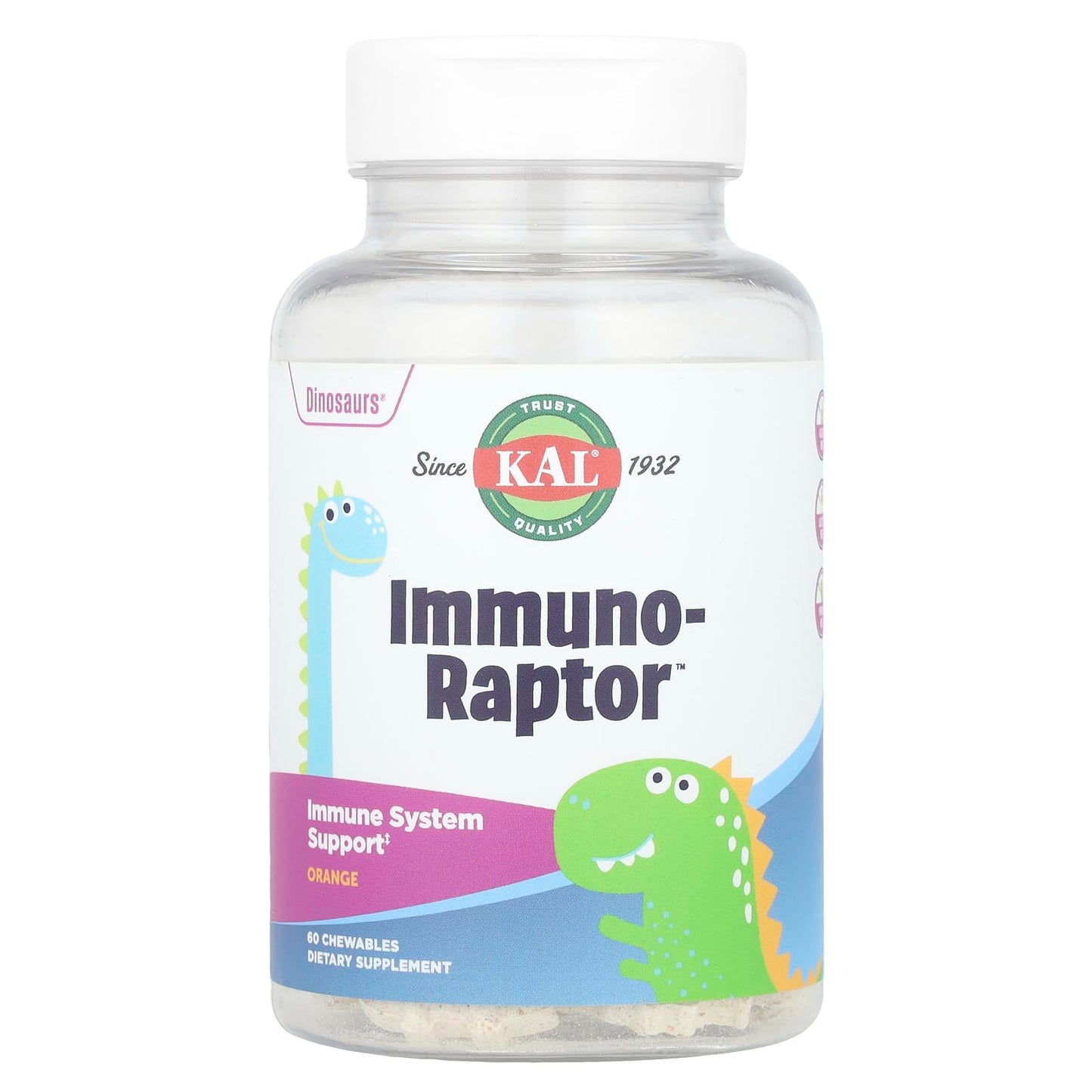 KAL Dinosaurs Immuno-Raptor Orange Chewables, 60 Count