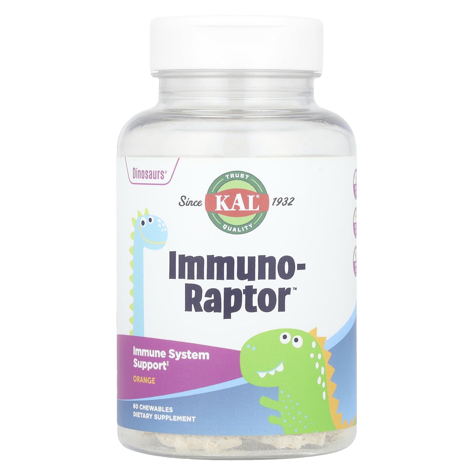 KAL Dinosaurs Immuno-Raptor Orange Chewables, 60 Count